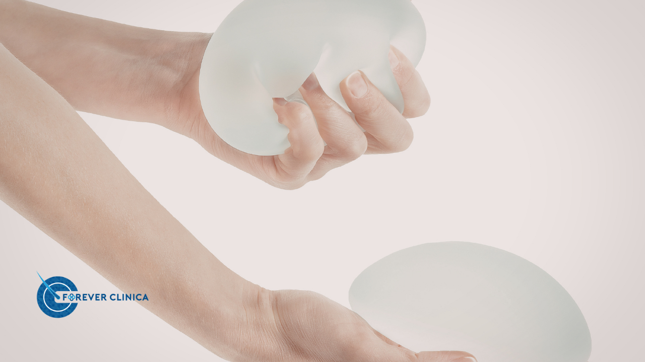 In breast augmentation, 'teardrop' or 'round' implant